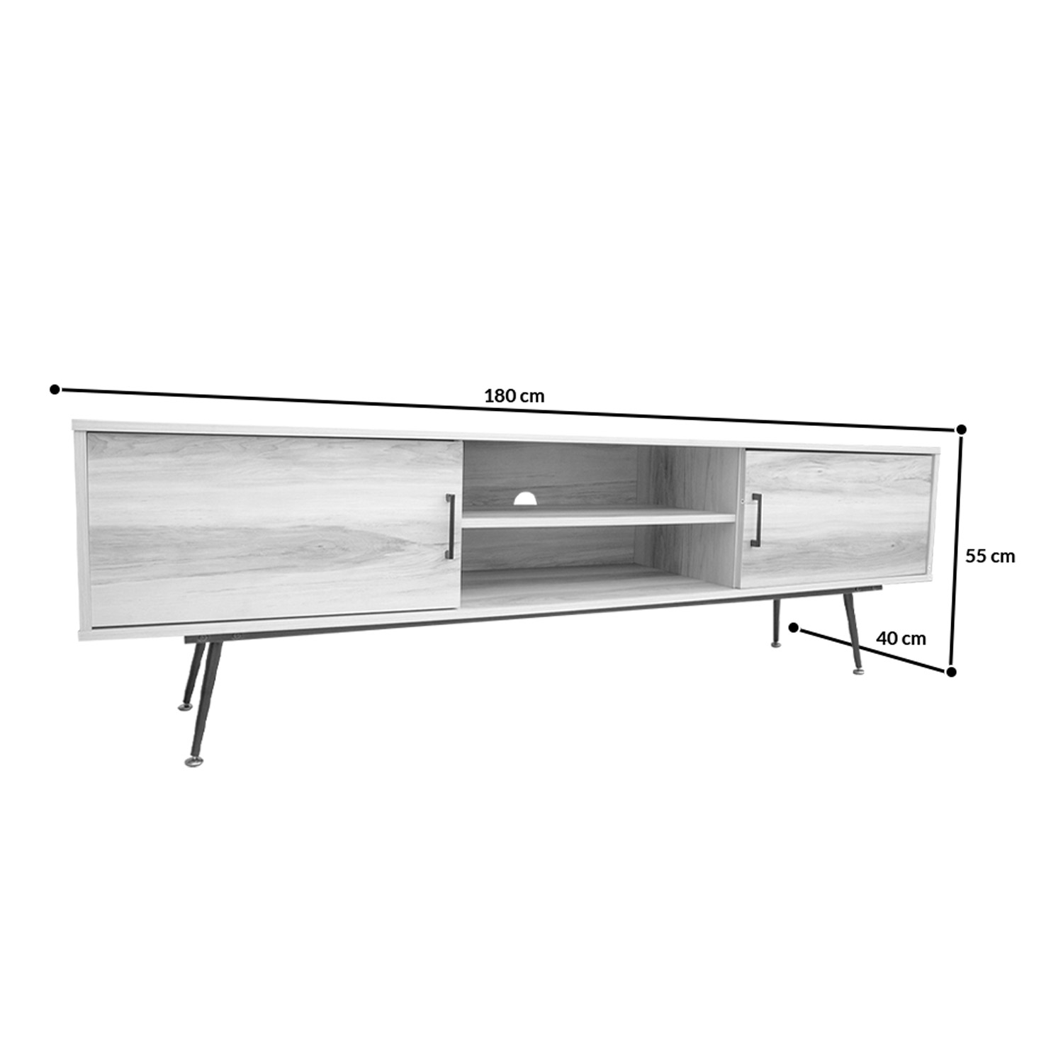 Mesa de Tv Moderno Bossa Tuvalu White Wash Oak.