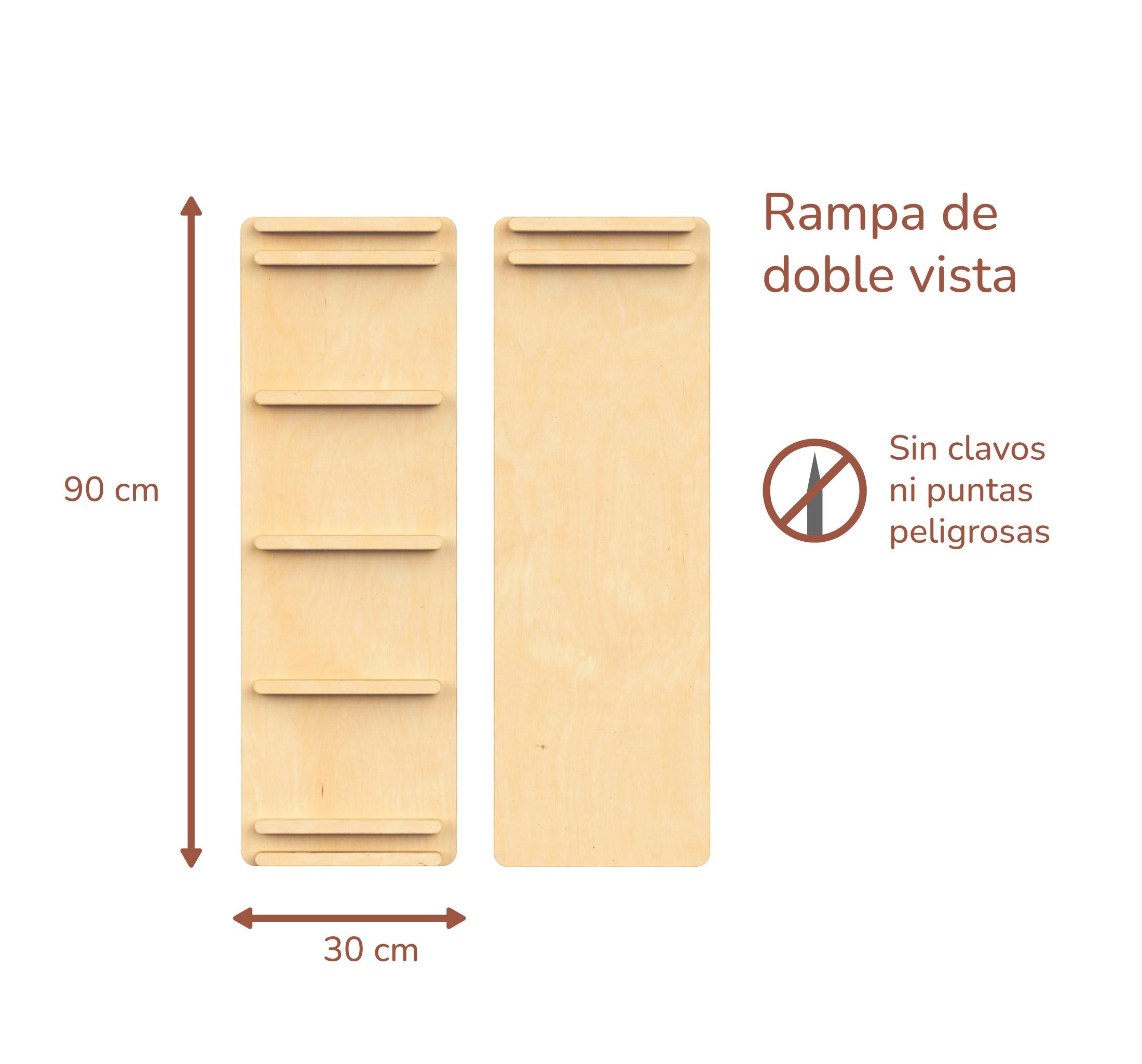 Triángulo de Escalada Grande Tres Posiciones + Rampa de Barras Estructura de Juego Pikler para Bebés y Niños (Color Natural)