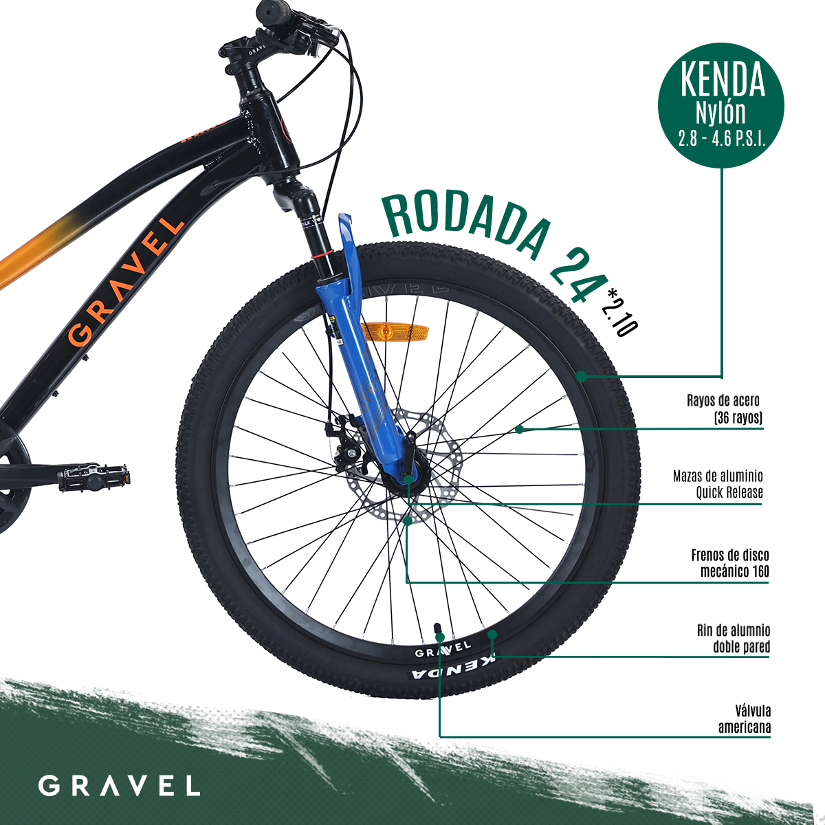 Biciclceta Gravel Rimo R24 8v Shimano Altus Disco Mecánico Color Naranja/Azul Tamaño del cuadro M.
