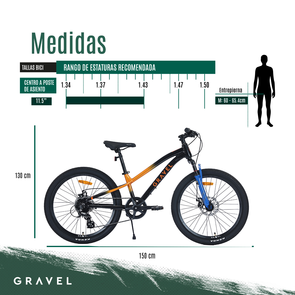 Biciclceta Gravel Rimo R24 8v Shimano Altus Disco Mecánico Color Naranja/Azul Tamaño del cuadro M.