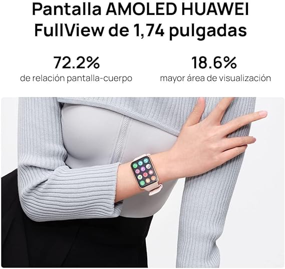 HUAWEI Watch Fit 2 (GPS) (Garantía en México)- Reloj Inteligente, Pantalla AMOLED 1.74'', Bluetooth, Correa de Silicona, Compatible con Android & iOS, Negro