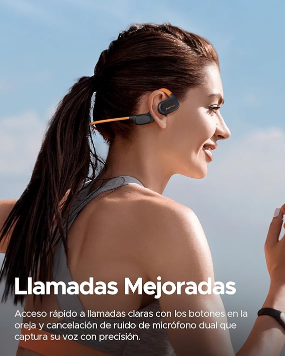 truefree F2 Audífonos Inalámbricos de Conducción Aérea Bluetooth 5.3 Oído Abierto IPX4 Auriculares Deportivos,4-Mic Driver de 16,2 mm Ajuste Cómodo Modo de Juego Baja Latencia Total 15Horas