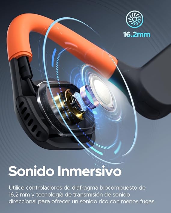 truefree F2 Audífonos Inalámbricos de Conducción Aérea Bluetooth 5.3 Oído Abierto IPX4 Auriculares Deportivos,4-Mic Driver de 16,2 mm Ajuste Cómodo Modo de Juego Baja Latencia Total 15Horas