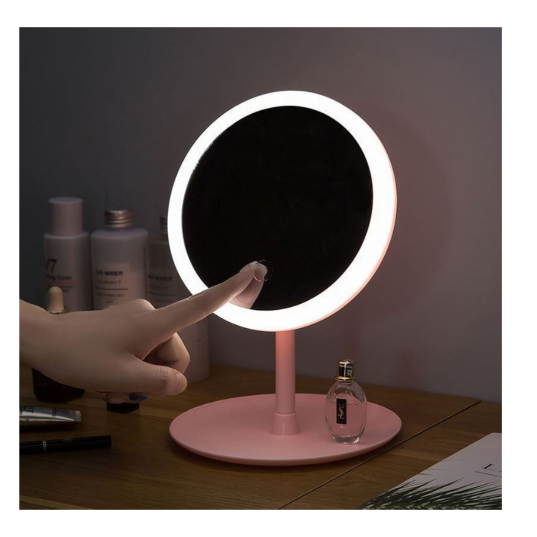 Espejo para maquillaje con luz LED.