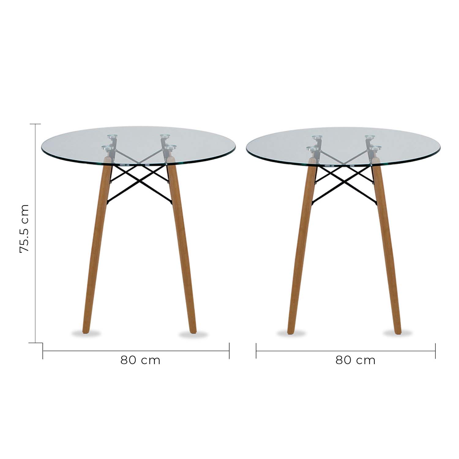 Set de Comedor Cristal 80 cm y 4 Sillas Frankfurt Negro Mundo In.