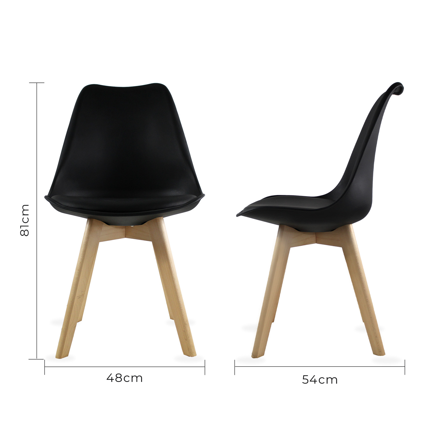 Set de Comedor Cristal 80 cm y 4 Sillas Frankfurt Negro Mundo In.