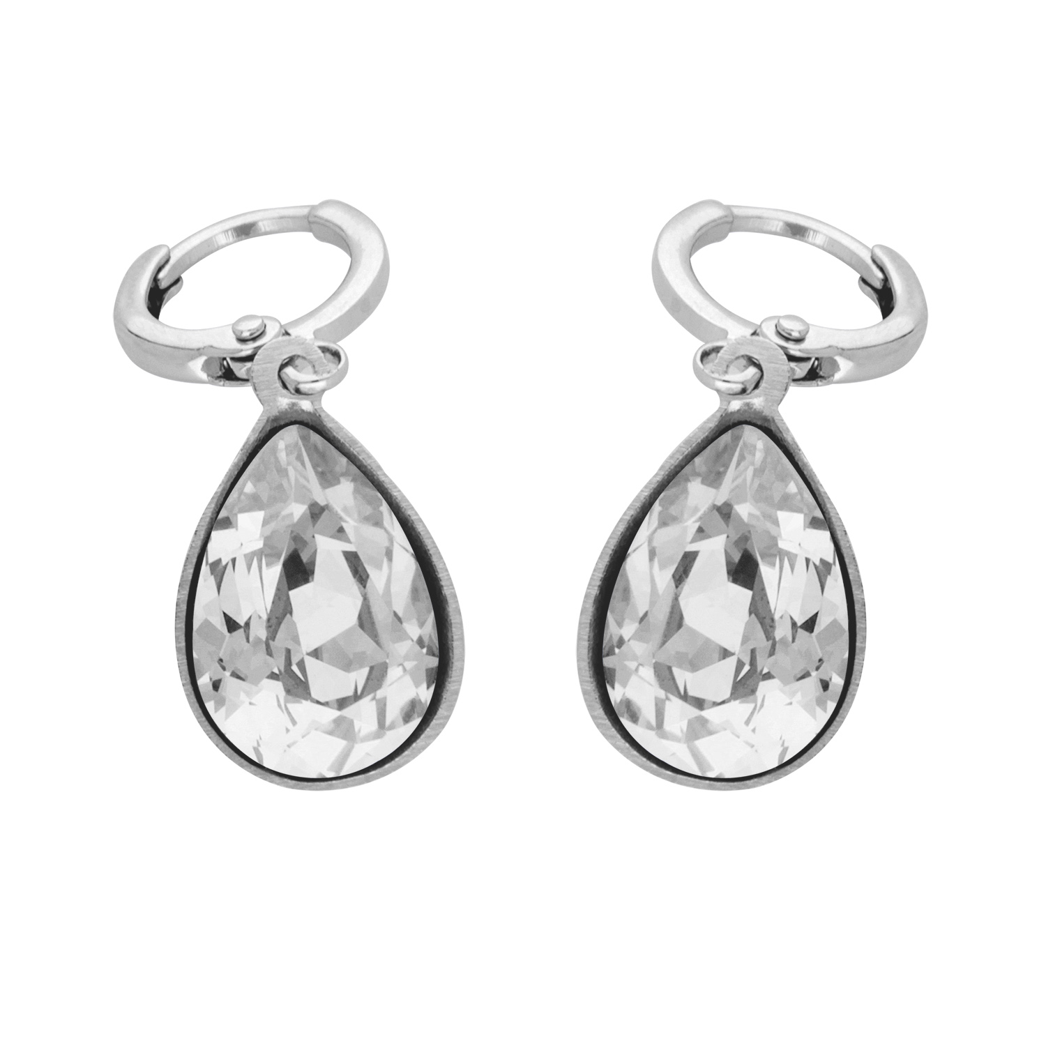 Arete Gota Mini Baño de Rodio| Cristal Swarovski Cristal