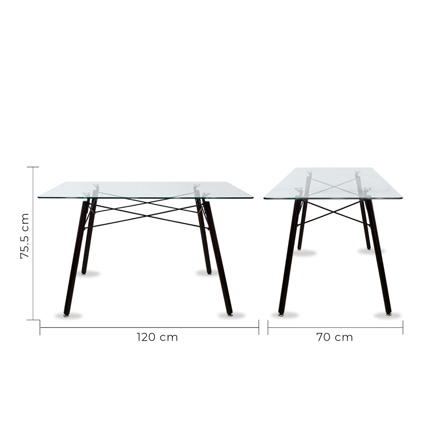 Set de Comedor 4 Sillas Frankfurt Negro y Mesa Cristal Mob-T5 Nogal 120 cm Mundo In.