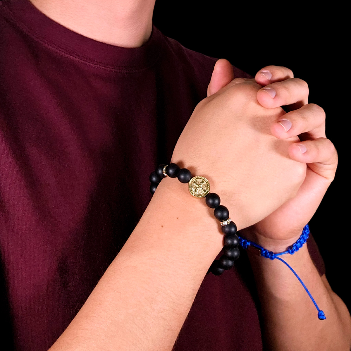 Pulsera San Benito Hombre Piedra Ónix Mate 