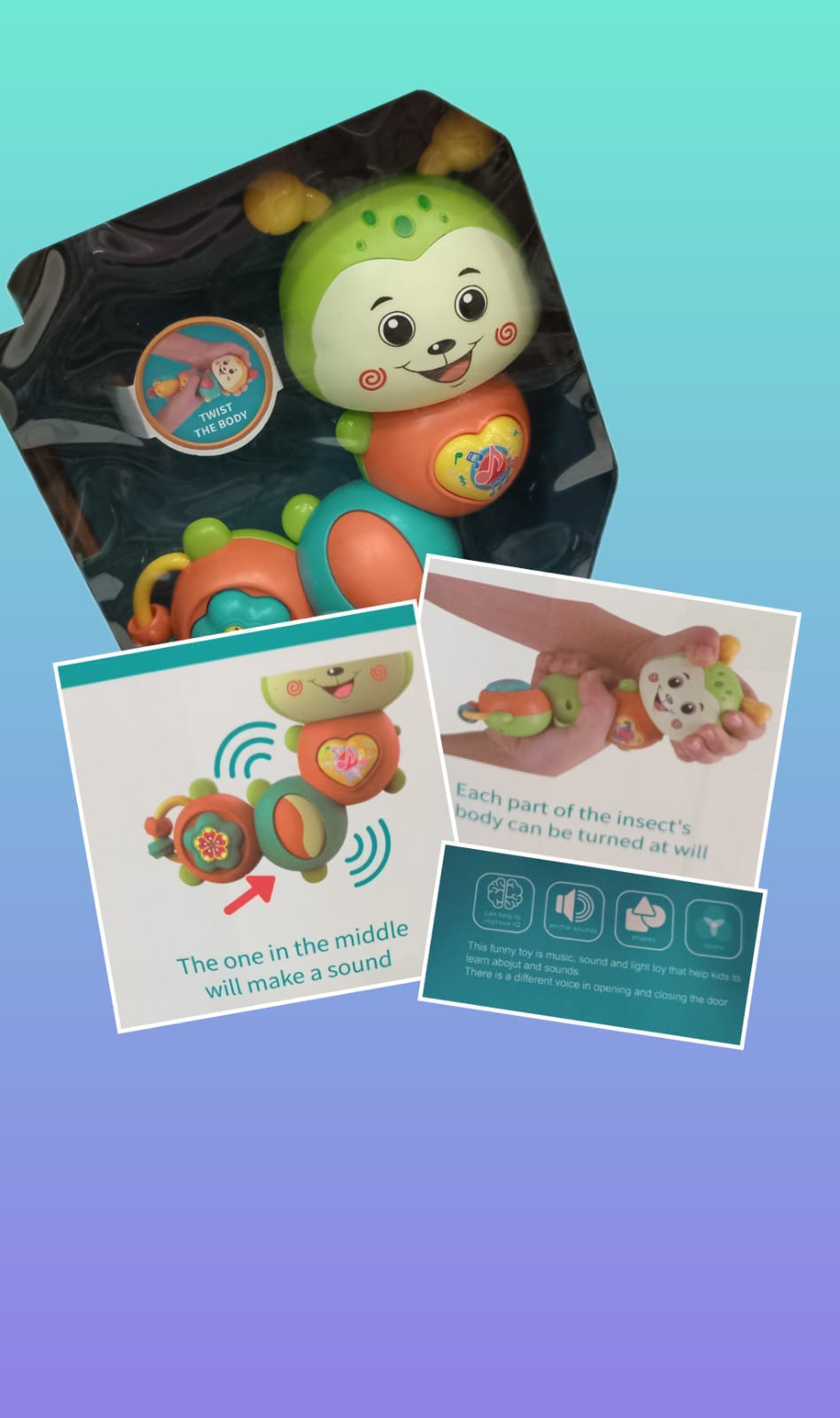 Sonaja Musical Oruga Juguete Bebe Didactico Interactivo.