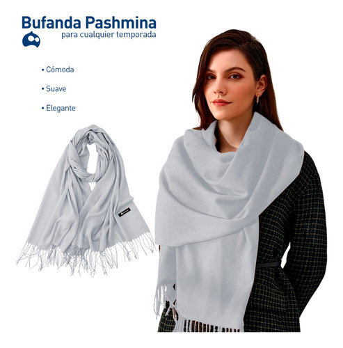 Bufanda Cuellera Pashmina Palestina De Invierno Para Mujer Color Gris