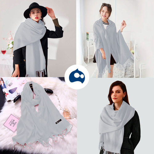 Bufanda Cuellera Pashmina Palestina De Invierno Para Mujer Color Gris