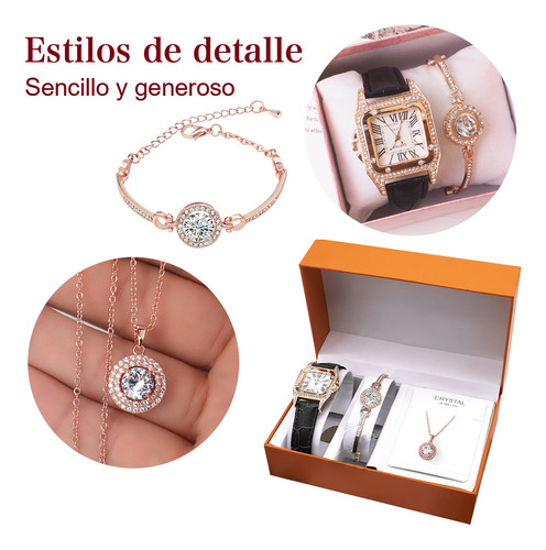 Kit De Reloj Y Joyas 3 Piezas En Caja De Regalo Elegante