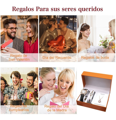 Kit De Reloj Y Joyas 3 Piezas En Caja De Regalo Elegante