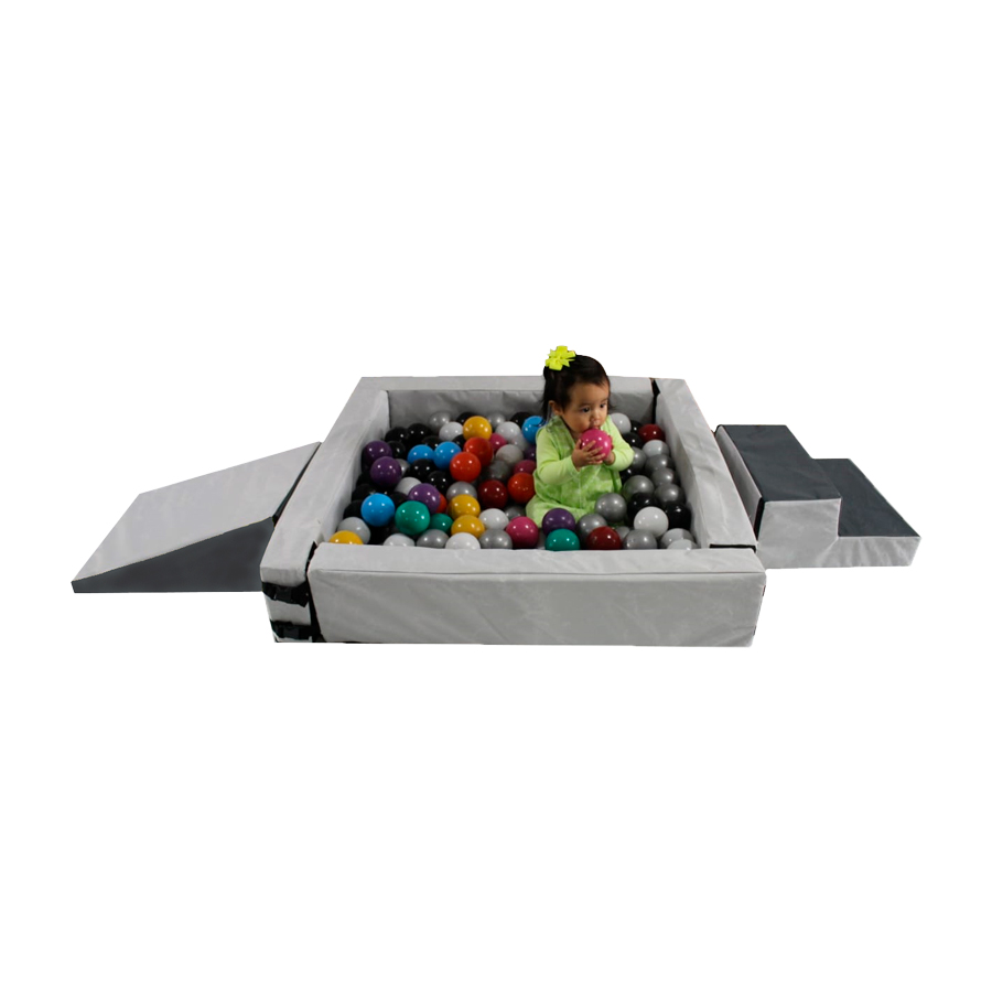 Alberca De Peltas Cuadrada + Rampa Y Escalera Color Perla  + 50 Pelotas Libres De Plomo Multicolor DIDJIG Estimulación Temprana 