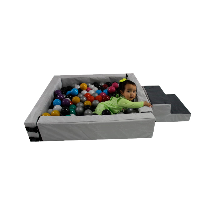 Alberca De Peltas Cuadrada + Rampa Y Escalera Color Perla  + 50 Pelotas Libres De Plomo Multicolor DIDJIG Estimulación Temprana 