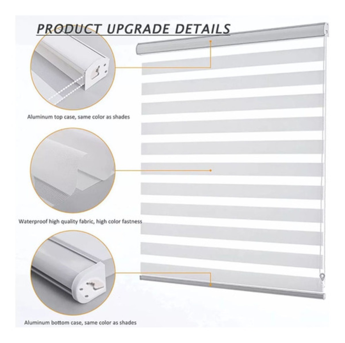 Persiana Doble Capa Con Diseño De Cebra Enrollable 100x200cm Gris con Blanco