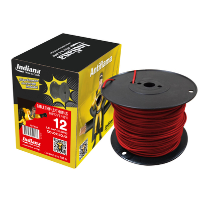 CABLE THWLS/THHW-LS CALIBRE 12 ROJO 100 M INDIANA