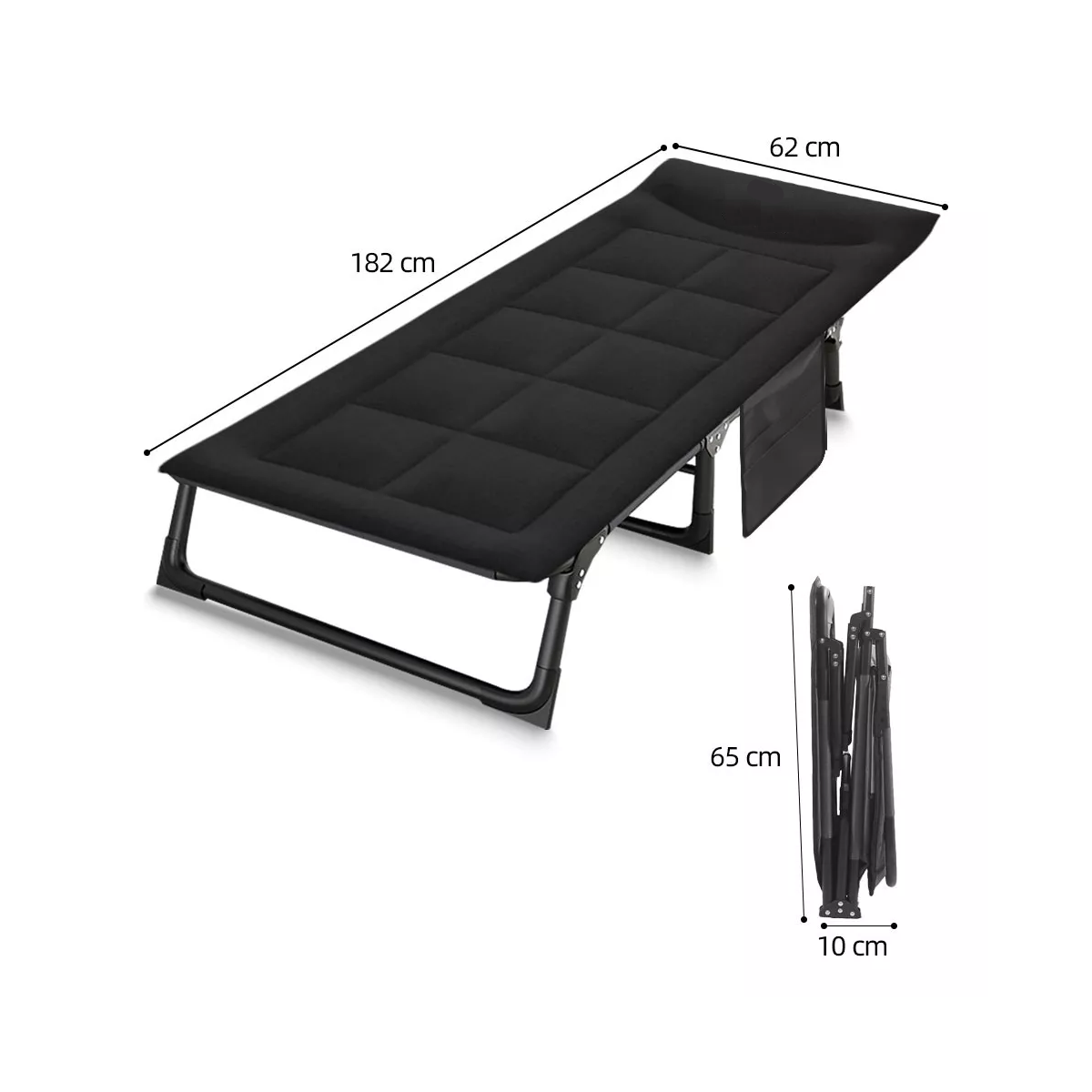 Catre Plegable Catre Acampar Campismo Portatil Negro