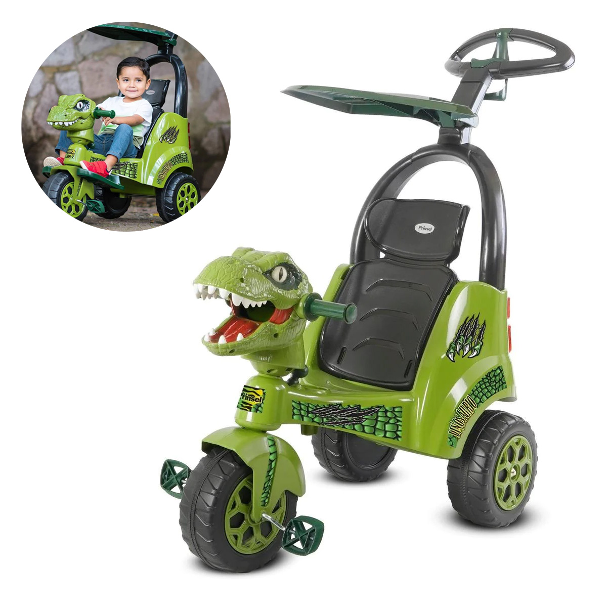 Triciclo Infantil Prinsel Super Trike 2 En 1 Dinosaurio