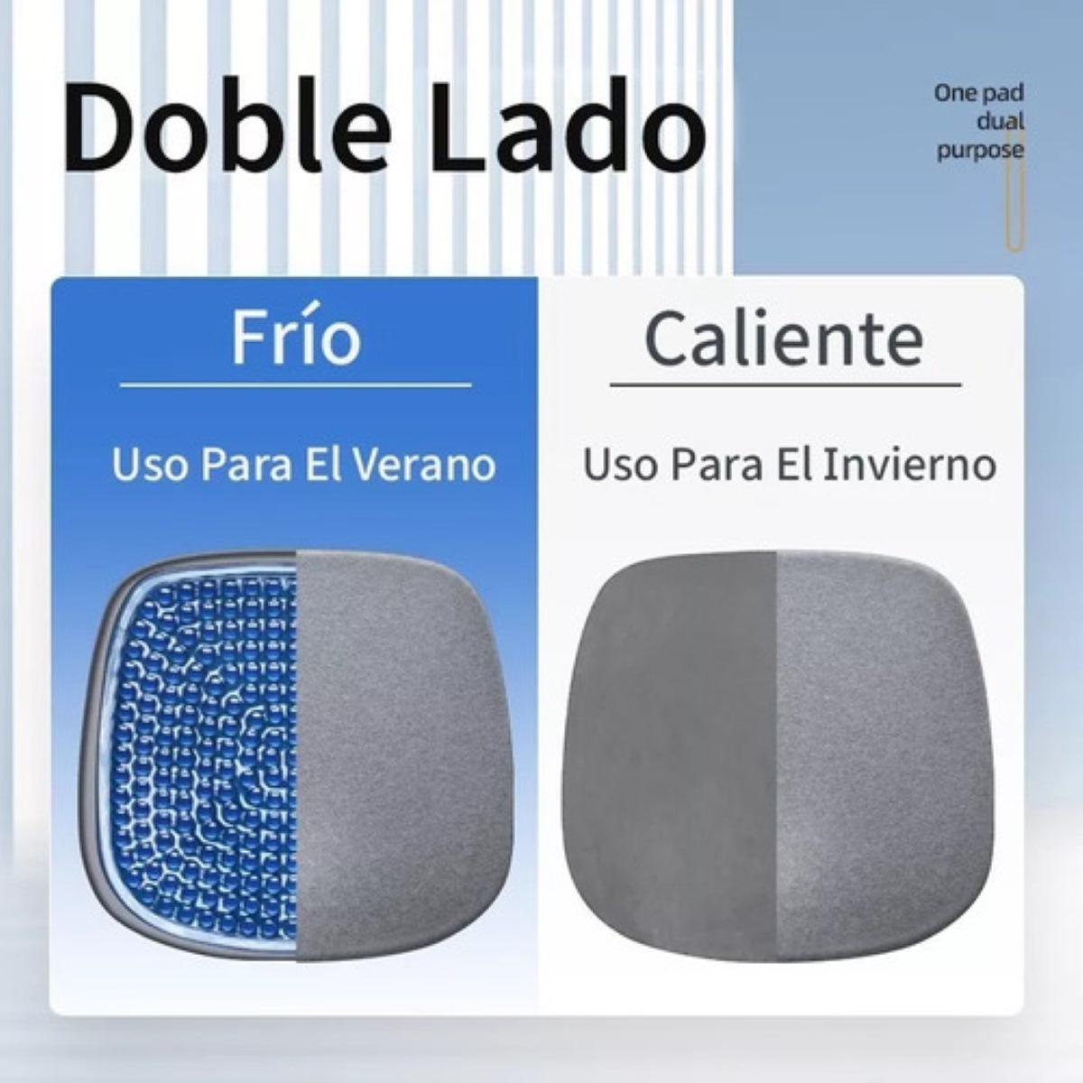 Cojin De Gel Asiento Decorativo Sillas Auto Oficina Hogar Gris con Azul