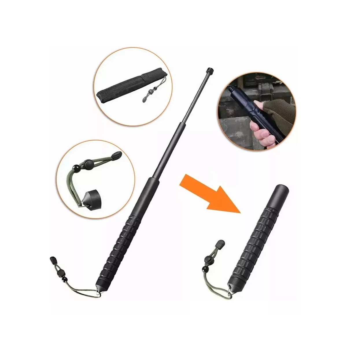 2pcs Defensa Personal De Bastón Retráctil 54cm Multifuncion