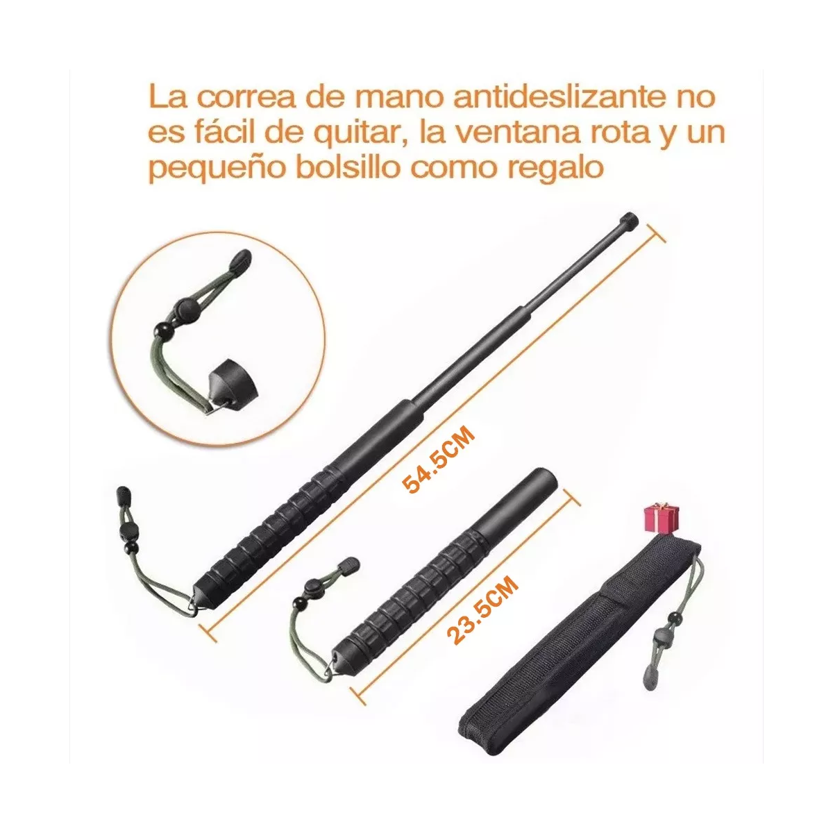 2pcs Defensa Personal De Bastón Retráctil 54cm Multifuncion