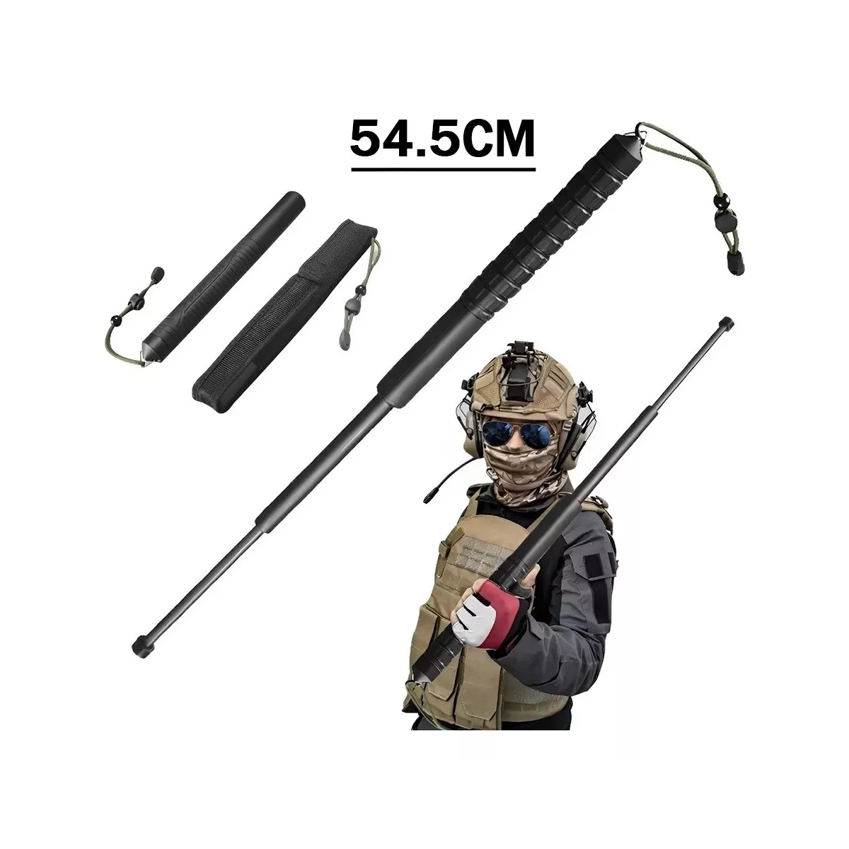 2pcs Defensa Personal De Bastón Retráctil 54cm Multifuncion
