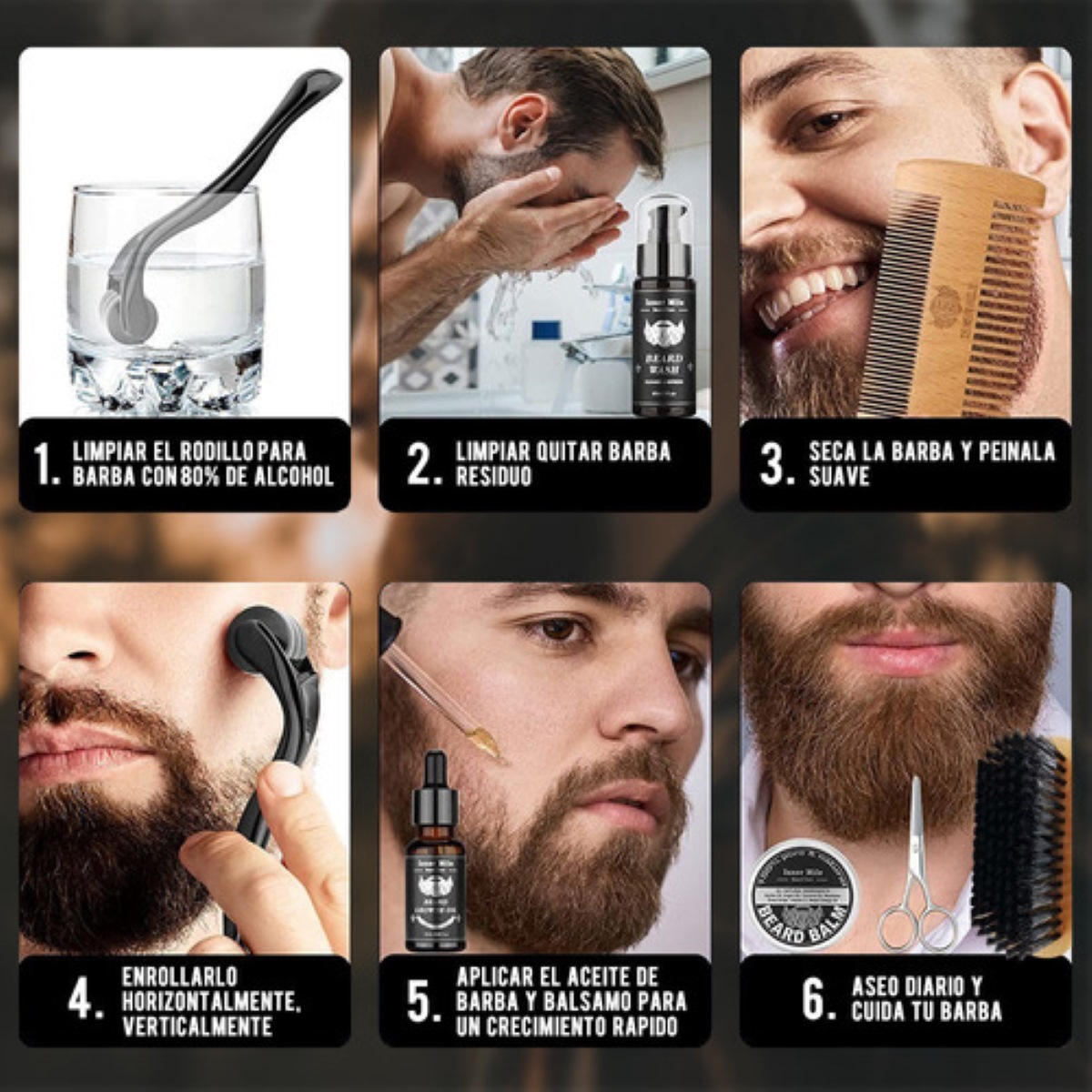 Kit Barba Cuidado Para Hombres, Herramientas De Aseo 12 pcs