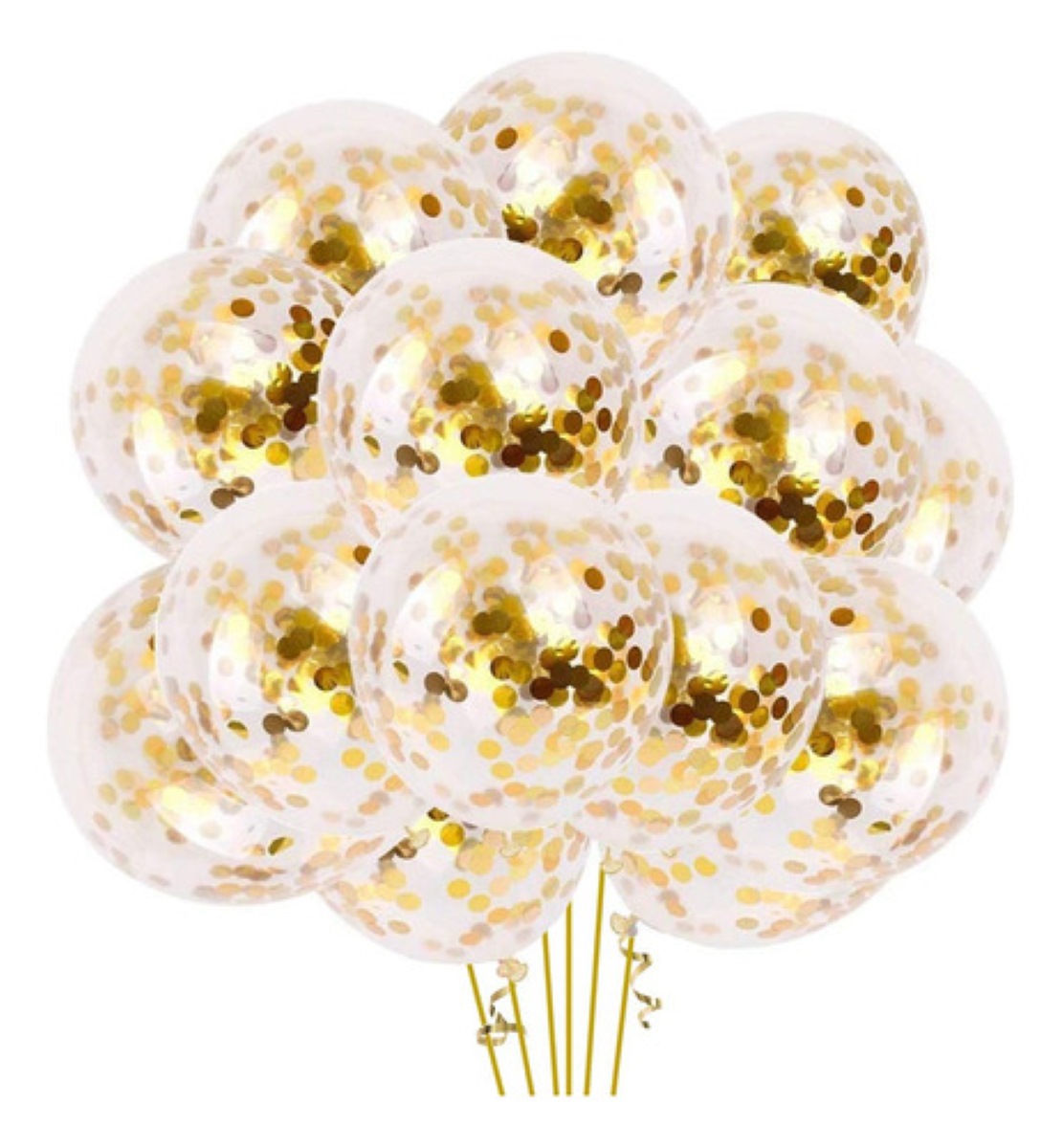 Globos Transparentes Con Confeti De Látex 50 pzs, Dorado 