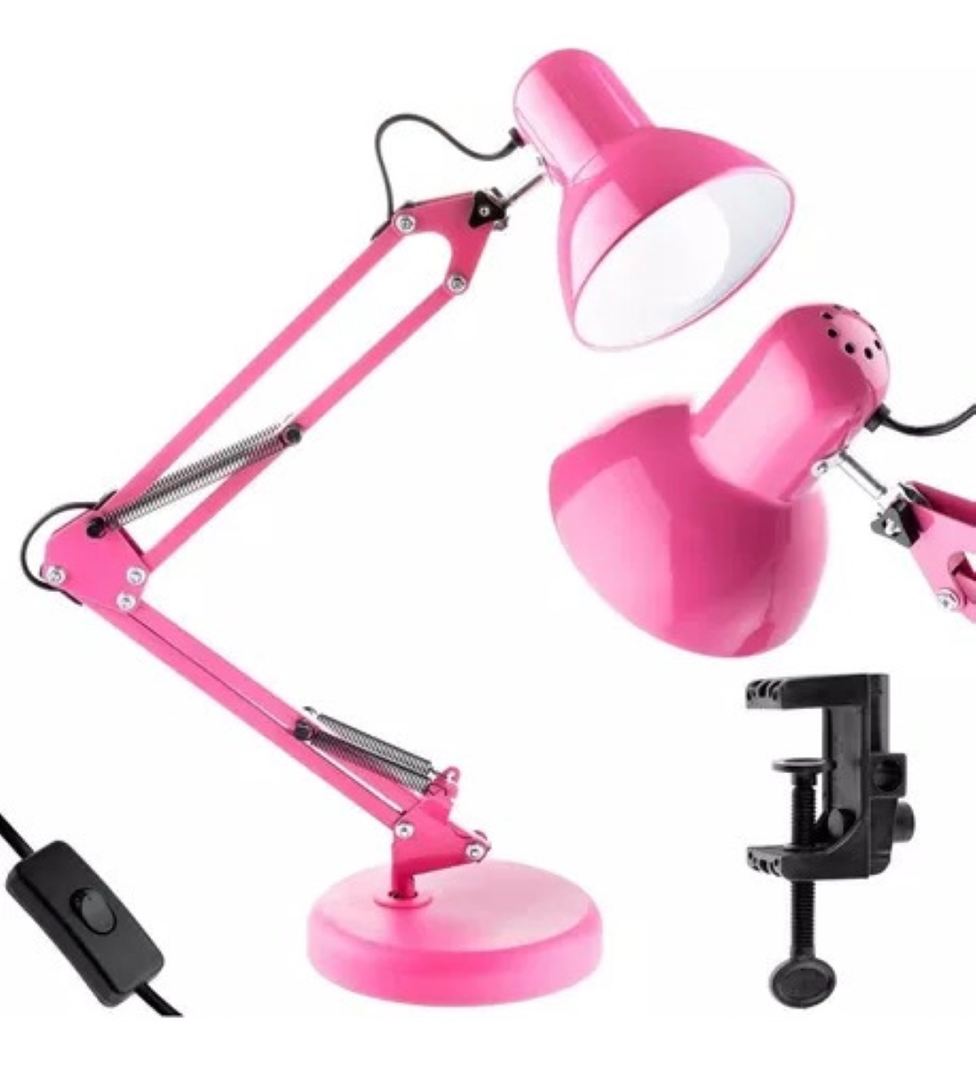 Lámpara De Escritorio Metal 360 Grados Ergonómico Rosa
