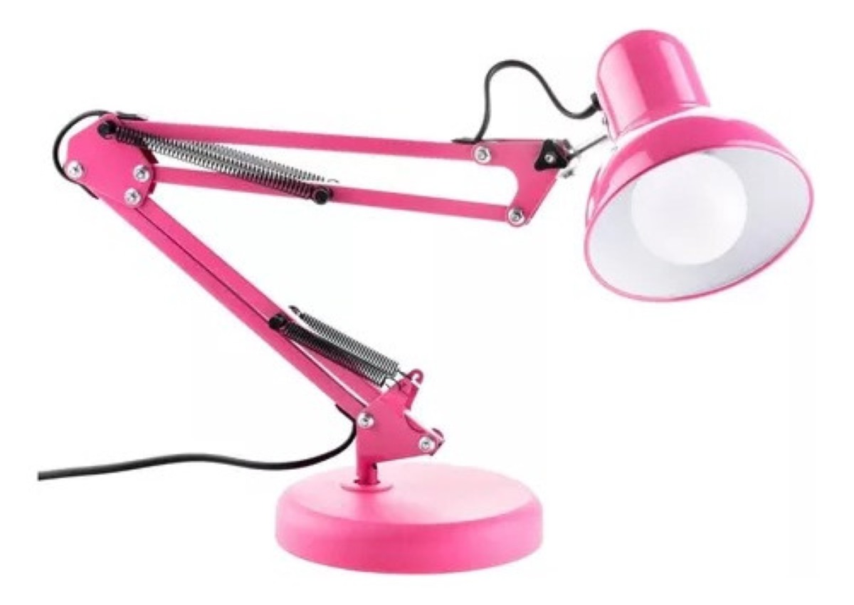 Lámpara De Escritorio Metal 360 Grados Ergonómico Rosa