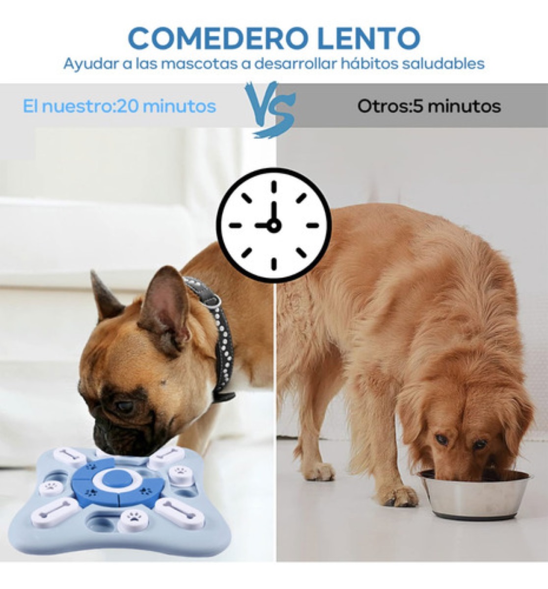 Juguete Interactivo Para Perro Gato Rompecabezas Dispensador Azul
