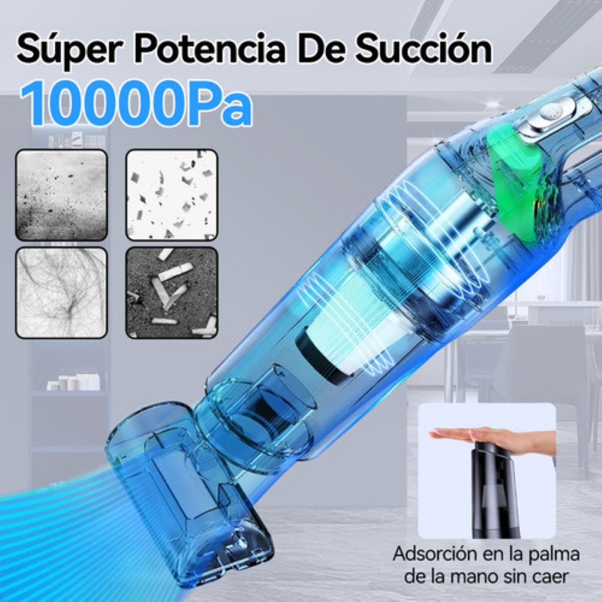 Aspiradora De Mano Inalámbrica Para Hogar Y Auto Portátil negra
