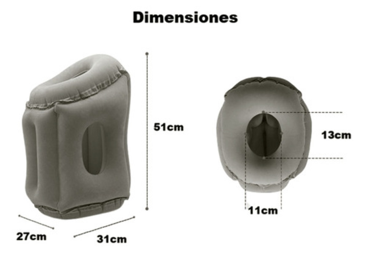 Almohada Inflable De Viaje Para Dormir Cojín Abrazar, Gris
