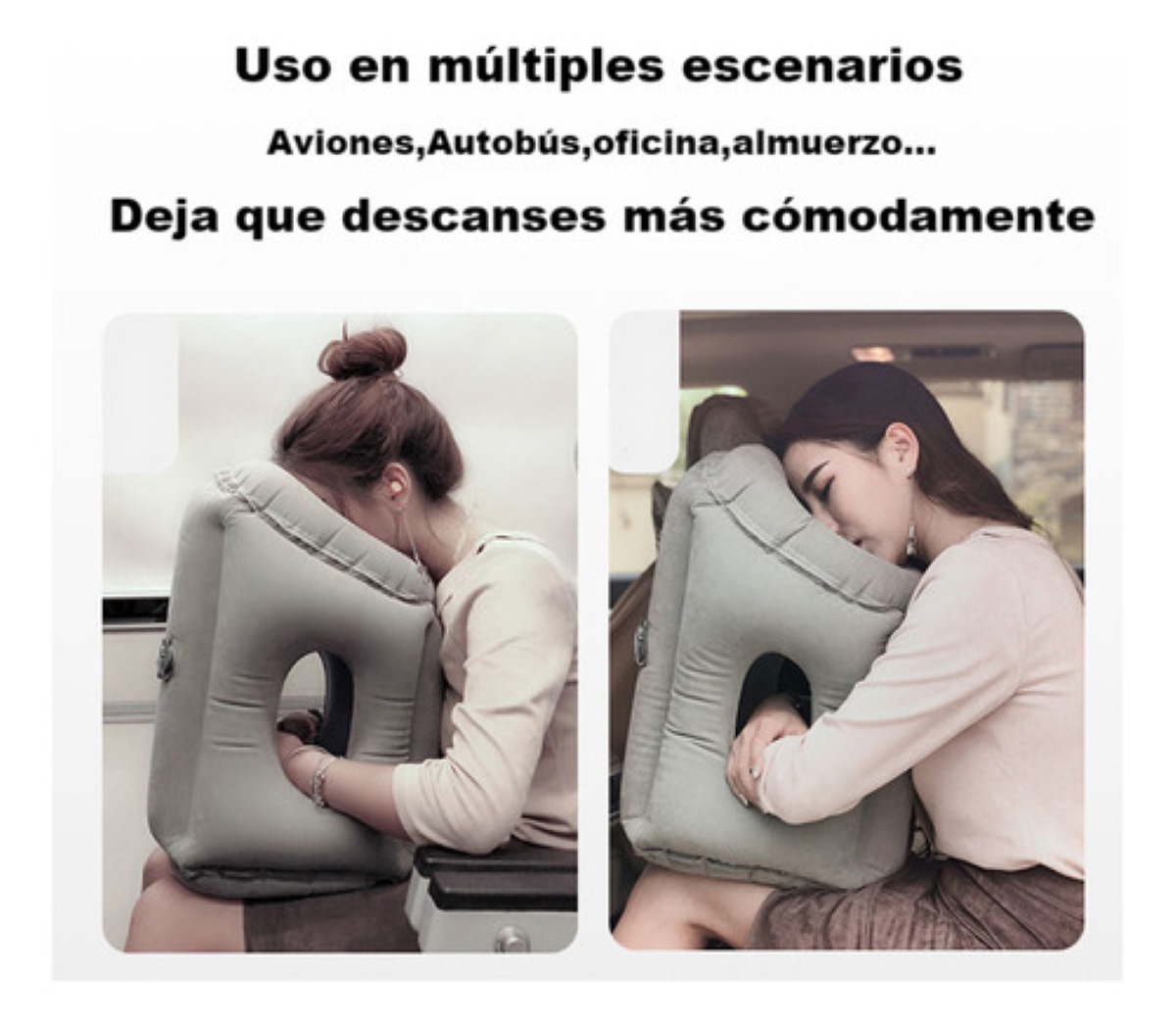 Almohada Inflable De Viaje Para Dormir Cojín Abrazar, Gris