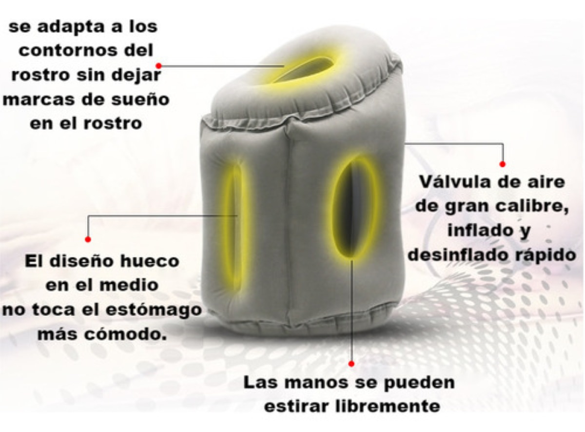 Almohada Inflable De Viaje Para Dormir Cojín Abrazar, Gris
