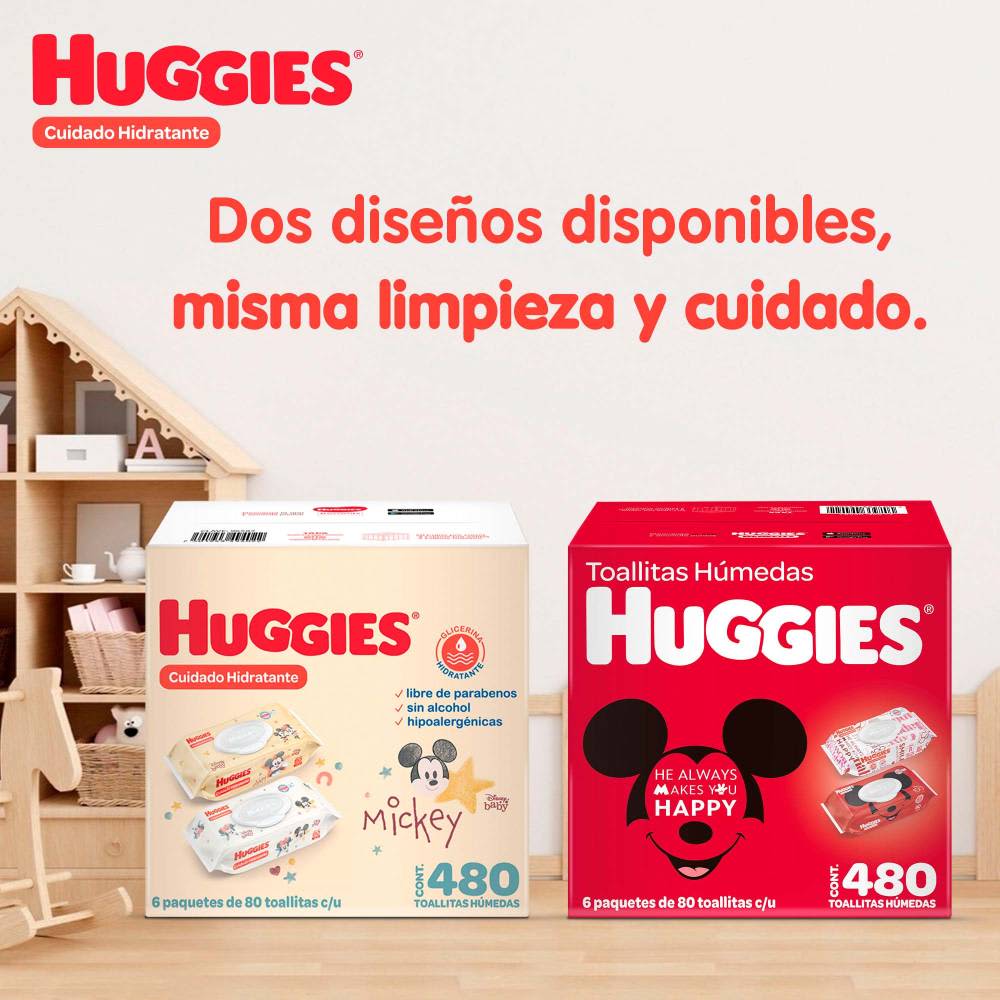 Toallitas Húmedas Huggies Cuidado Hidratante 6 Paquetes con 80 pzas c/u