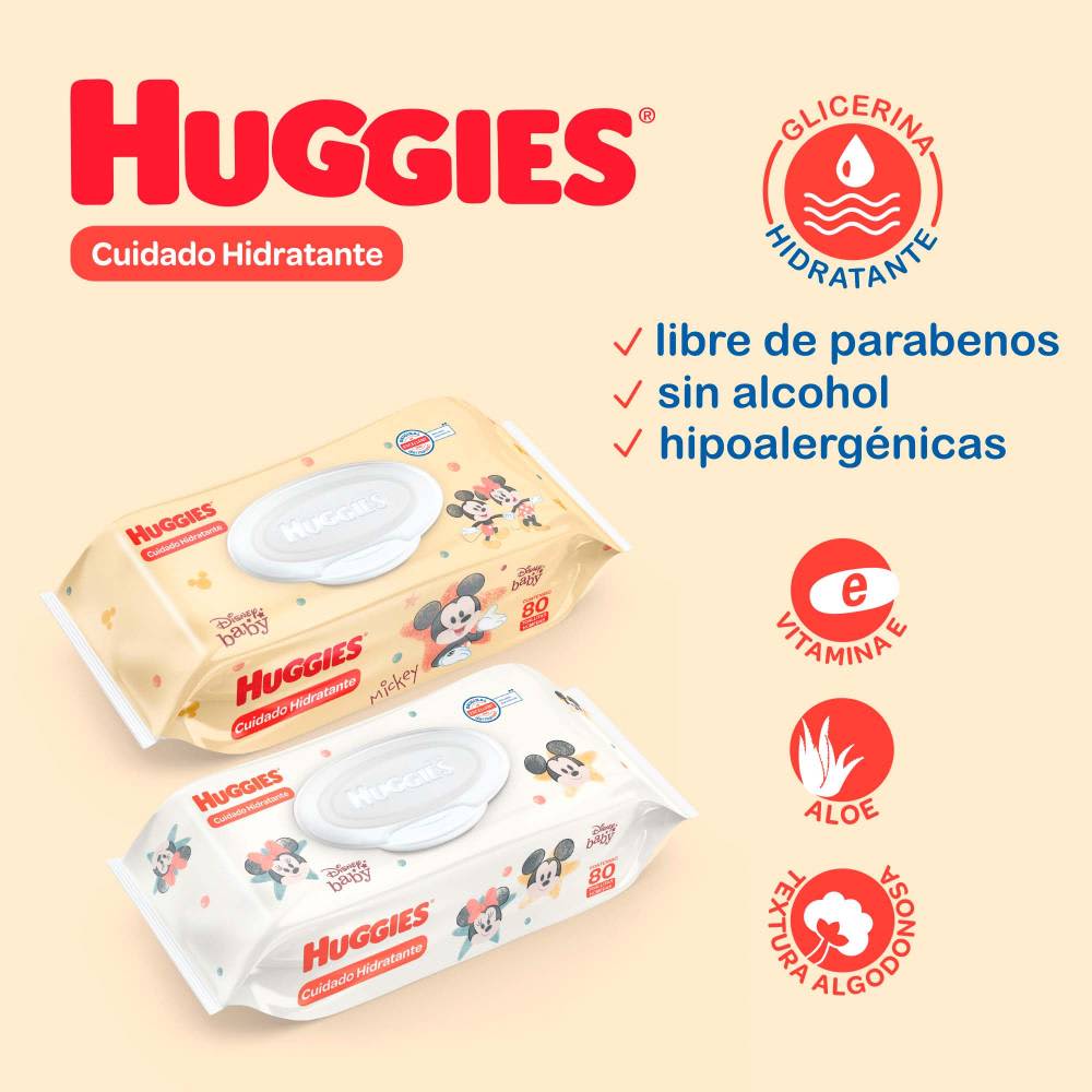 Toallitas Húmedas Huggies Cuidado Hidratante 6 Paquetes con 80 pzas c/u