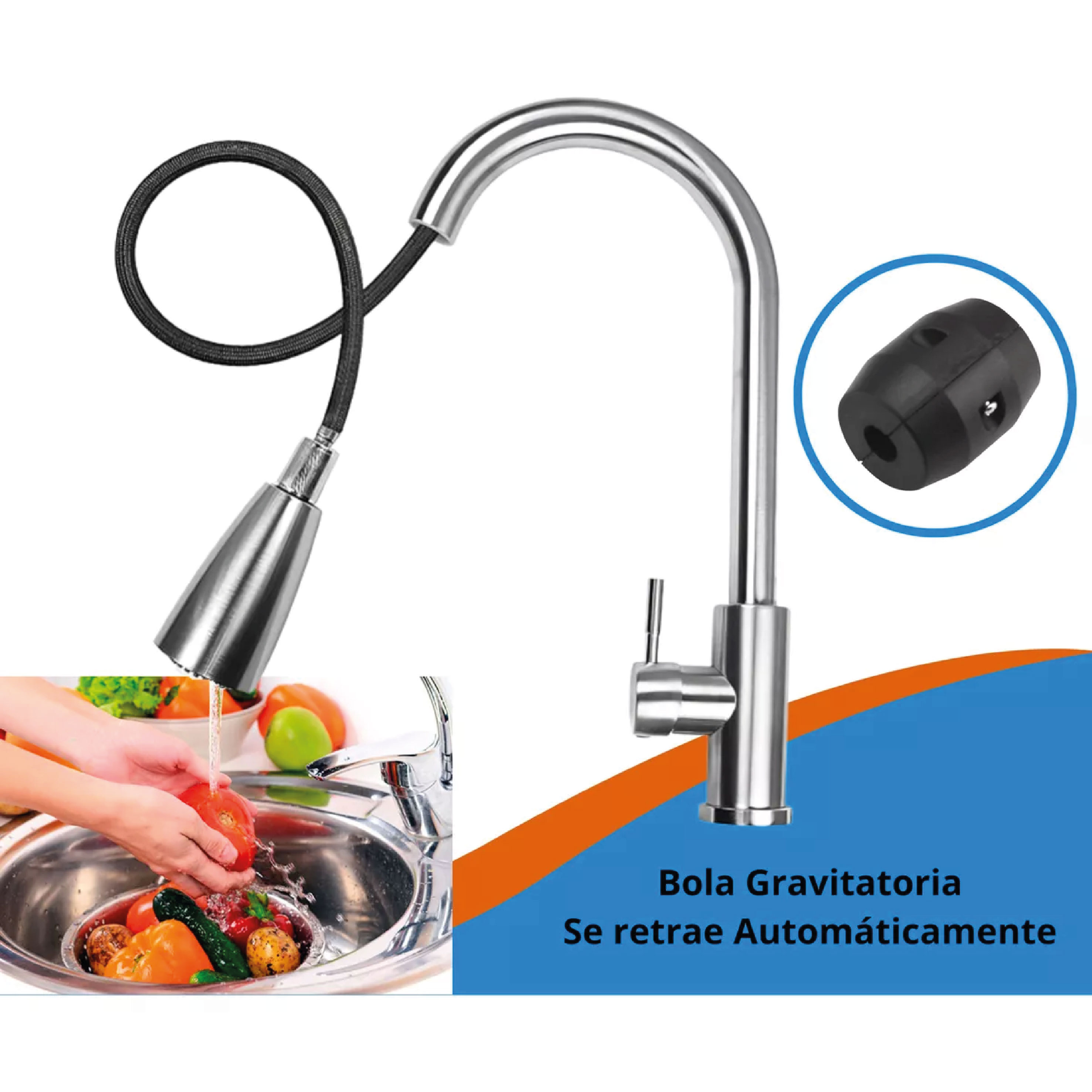 Grifo Llave Monomando Retráctil Para Fregadero Sofo Sf11501.