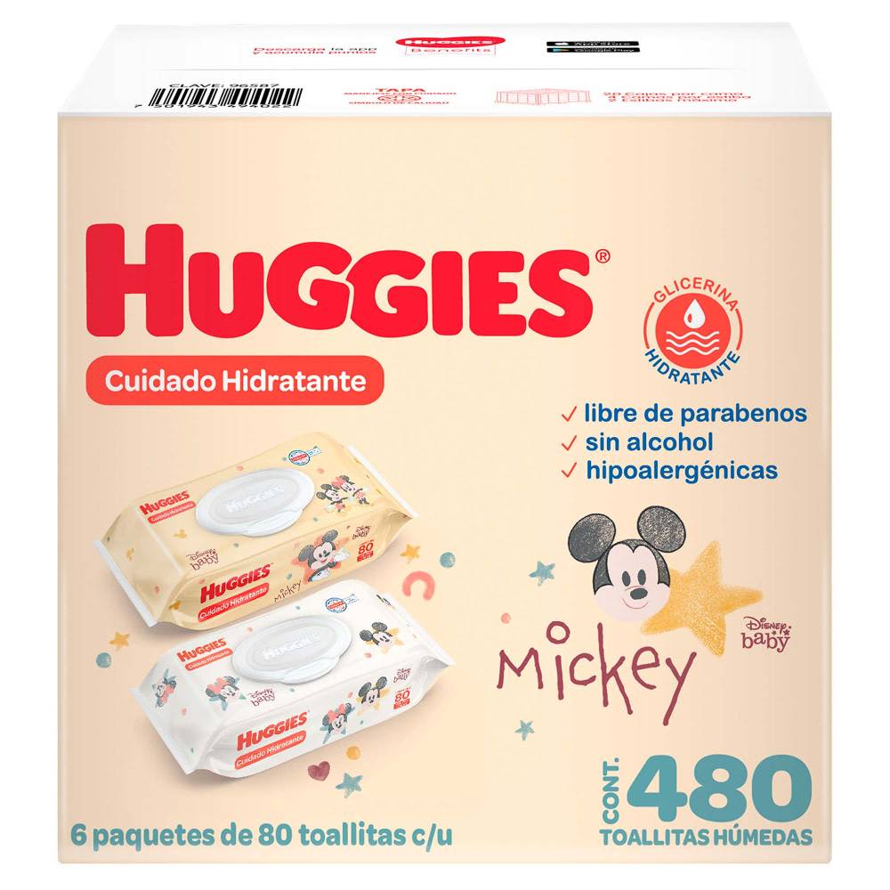 Toallitas Húmedas Huggies Cuidado Hidratante 6 Paquetes con 80 pzas c/u