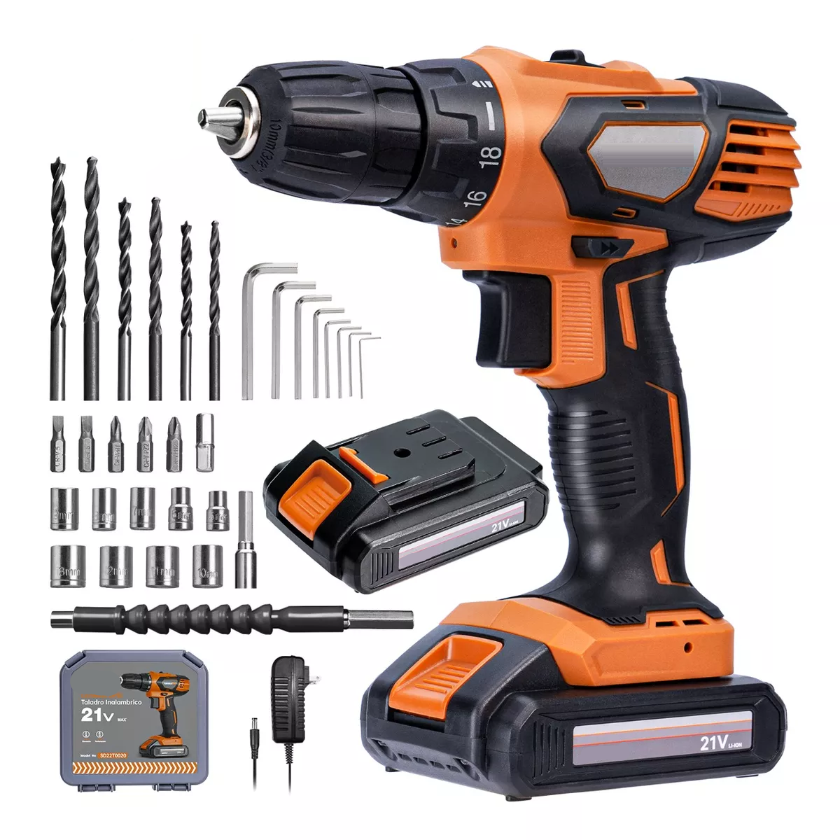 Kit Taladro Atornillador Eléctrico Inalámbrico 21v, 35 Piezas
