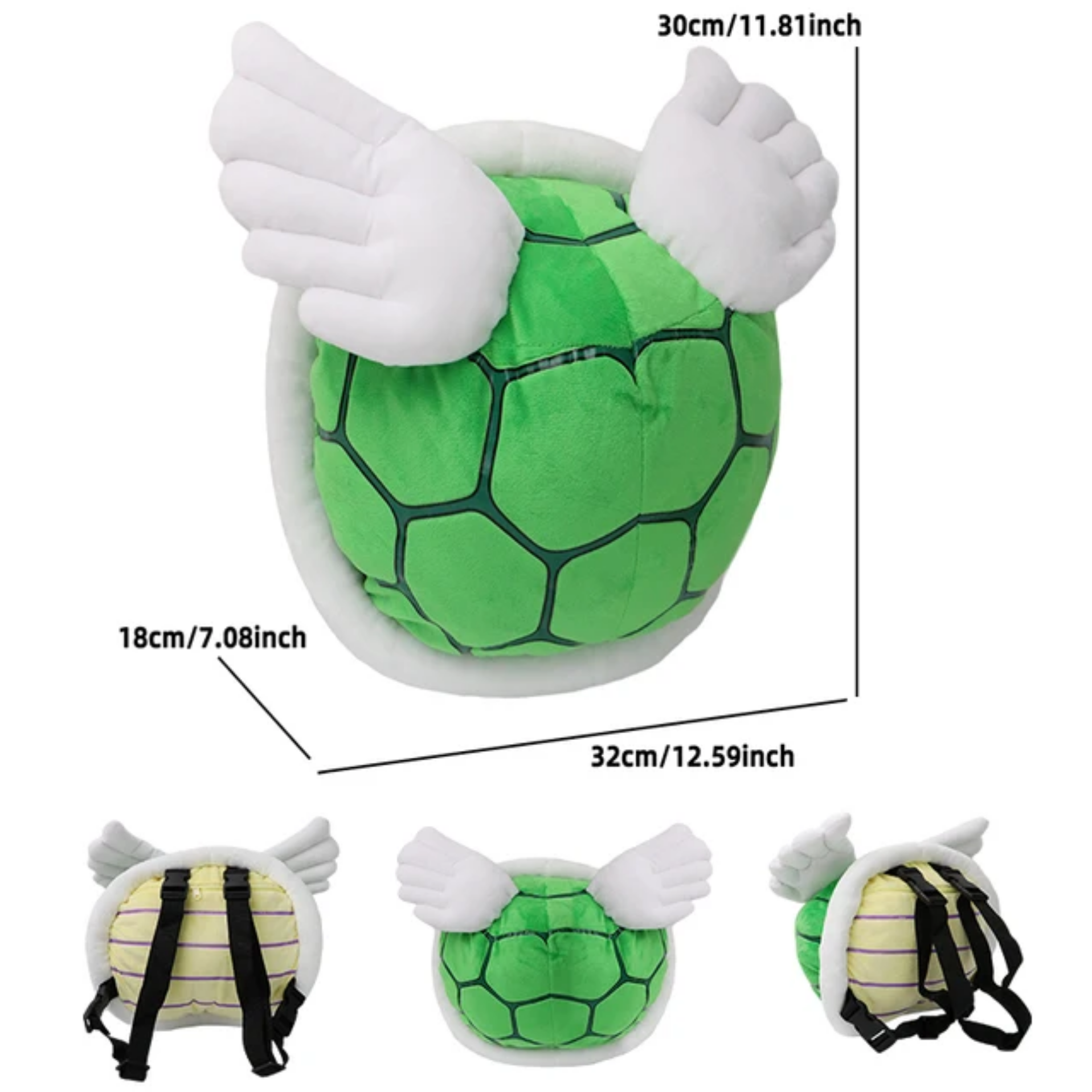 Peluche Mochila Koopa Mario Bros Tortuga Caparazón Alas Verde