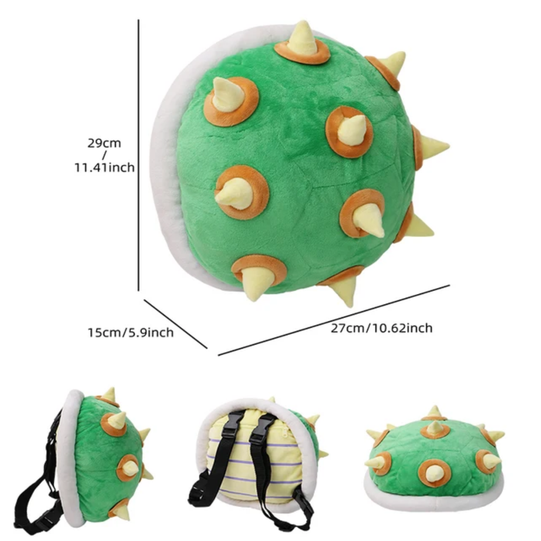 Peluche Mochila Mario Bros Tortuga Caparazón De Bowser Verde