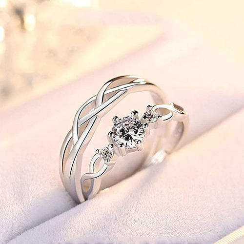 2 Anillos Promesa Plata Fina 925 Moderno Parejas Compromiso