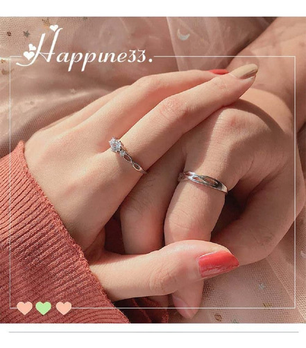 2 Anillos Promesa Plata Fina 925 Moderno Parejas Compromiso