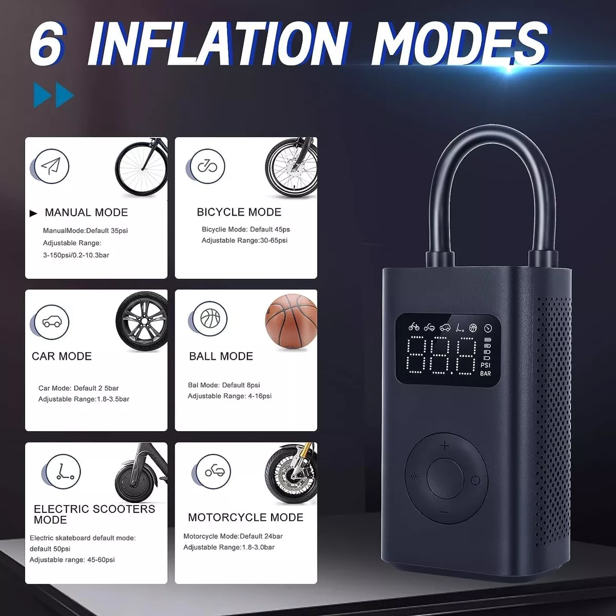 Inflador De Neumáticos 2s Compresor Bomba Portátil