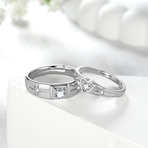 Anillo De Compromiso Plata 925 De Pareja Con Caja De Regalo