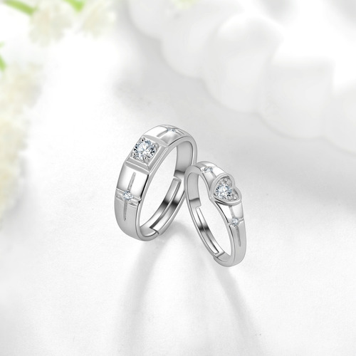 Anillo De Compromiso Plata 925 De Pareja Con Caja De Regalo