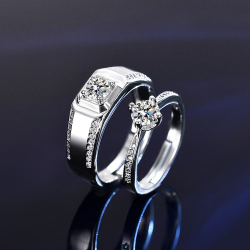 2 Anillos Ajustables De 925 Plata De Pareja Compromiso